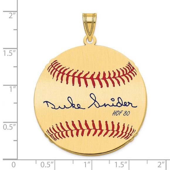 14K Gold Plated Duke Snider Signature LG Enamel Baseball Pendant